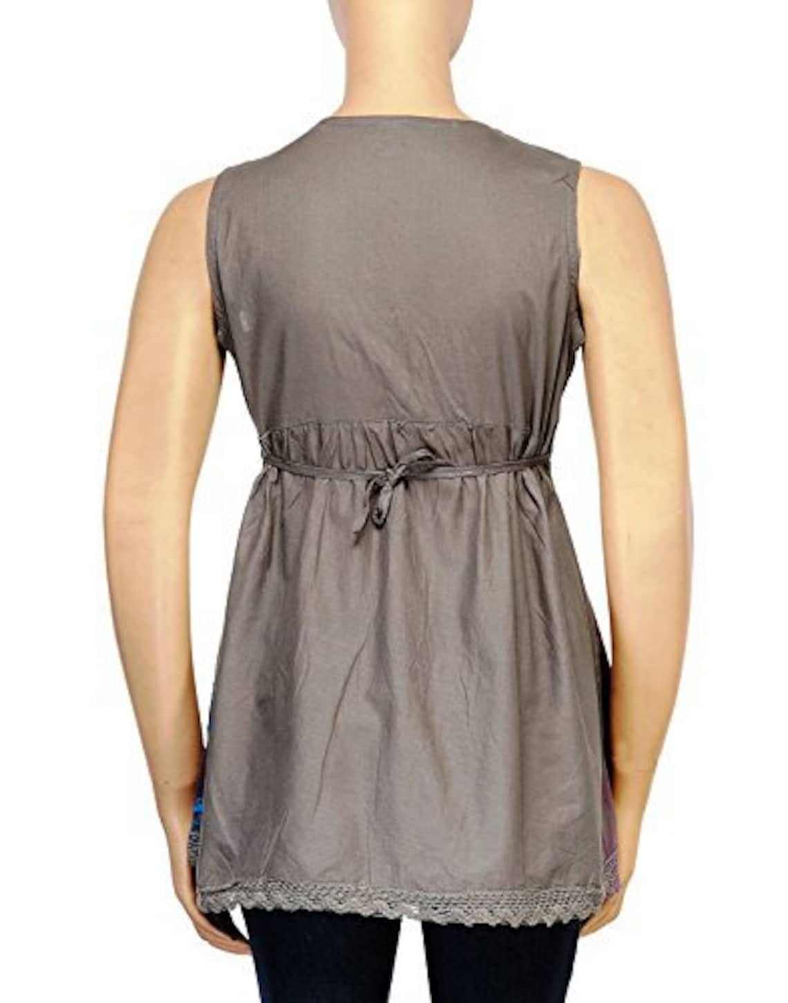 Summer Cotton Tops , Sleeveless Tops , Vintage Tops Women , Embroidered