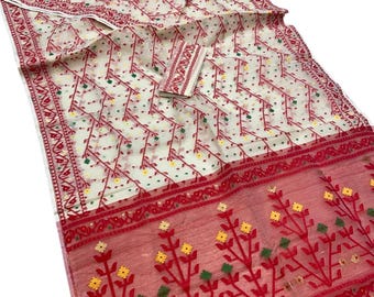 Authentic Jamdani Cotton Saree | Handwoven Bengali Jamdani