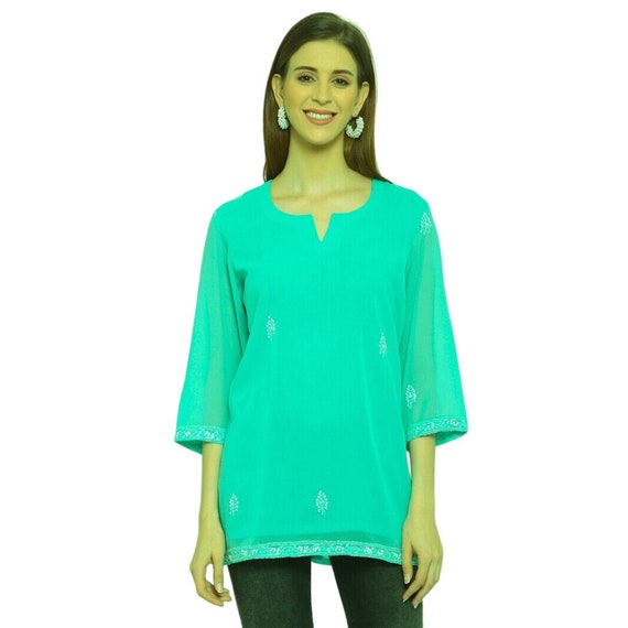 Short Kurti Tops Georgette Kurti Summer Tunic for Women Chest 40 Inches FREE SHIPPING Etsy Canada