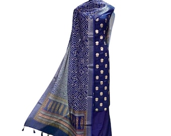 Traje de algodón Chanderi con dupatta, traje salwar indio hecho a mano, elegante y ligero, étnico