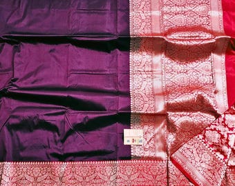 Sari de seda Banarasi tejido a mano / Sari de boda nupcial indio