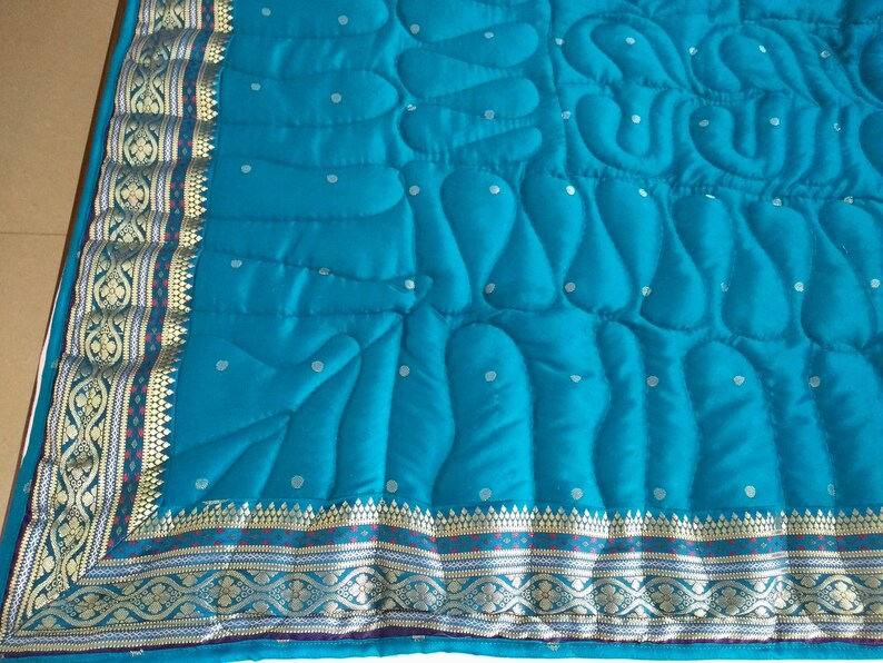 Festival Decor Throw Blanket Blue Quilt FREE SHIPPING Silk Queen Bedding set
