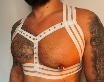 Elastischer Körper Brust Herren Harness weiches breites Gummiband Bondage Nachtclub Gay Dessous Unterwäsche Clubwear Bühnenkostüm