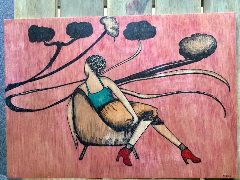 Original drawing on wood Limited time sale Price reduction
