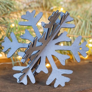 3D metalen Winter Wonderland sneeuwvlokornament, kerstornament, kleine cadeaus, kousvuller, decoratie wintersneeuwvlokken, placecardhouder