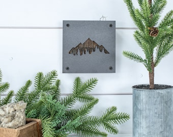 Berge und Baum Wanddekor, Berg Metall Kunst