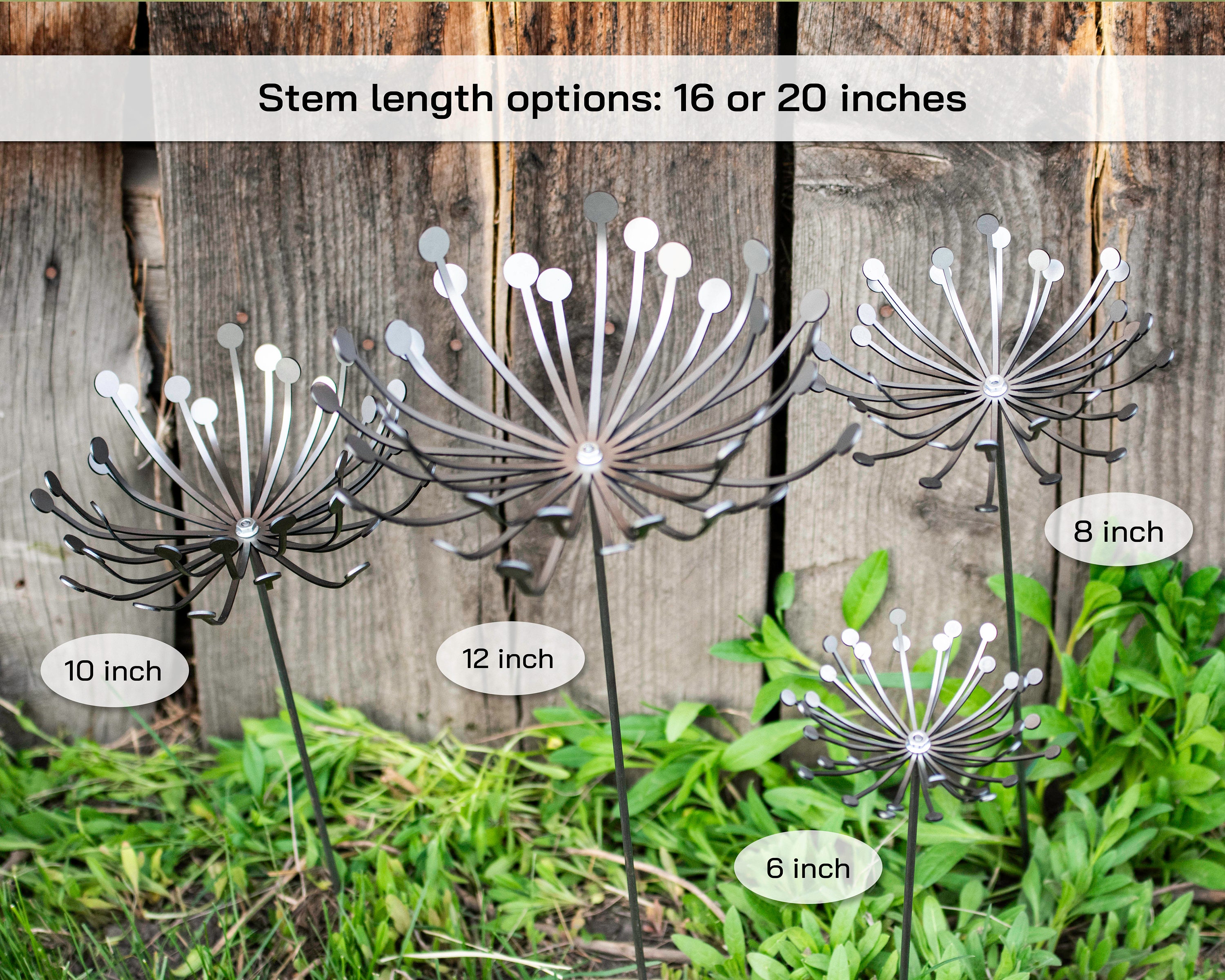 Metal Flower Yard Art, Rustic Yard Stakes, Garden Art, Garden Stakes, Garden Accessories, Metal Flowers, Gifts for Mom, Dandelion, Allium