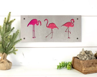 Three Flamingos Home Decor, Metal Birds, Bird Deco, Coastal Decor