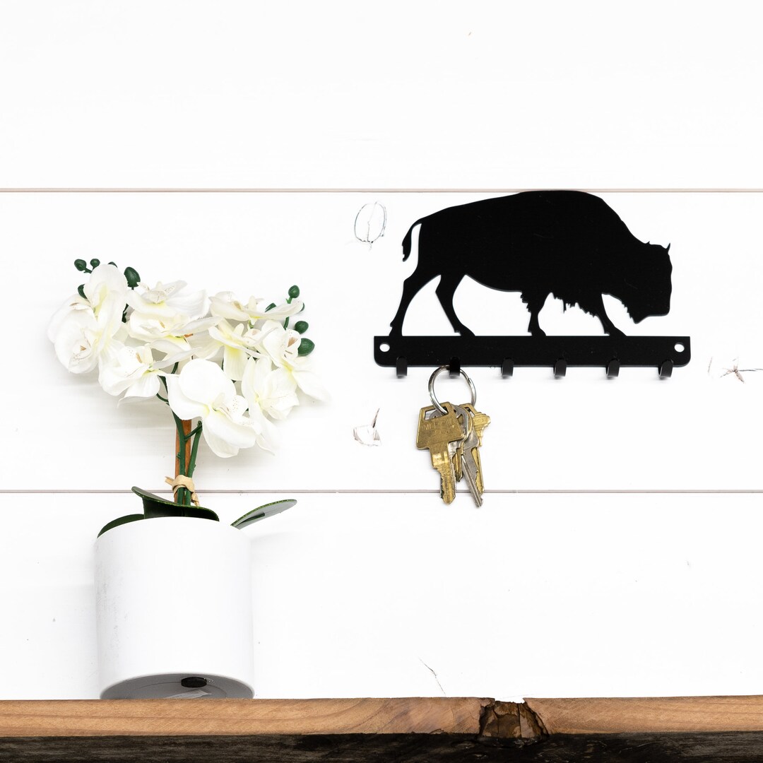 Bison Metal Key Rack: Rustic Wildlife Entryway Organizer - Etsy