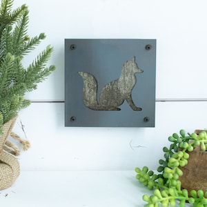 Fox Metal and Wood Wall Hanging; Woodland Animals