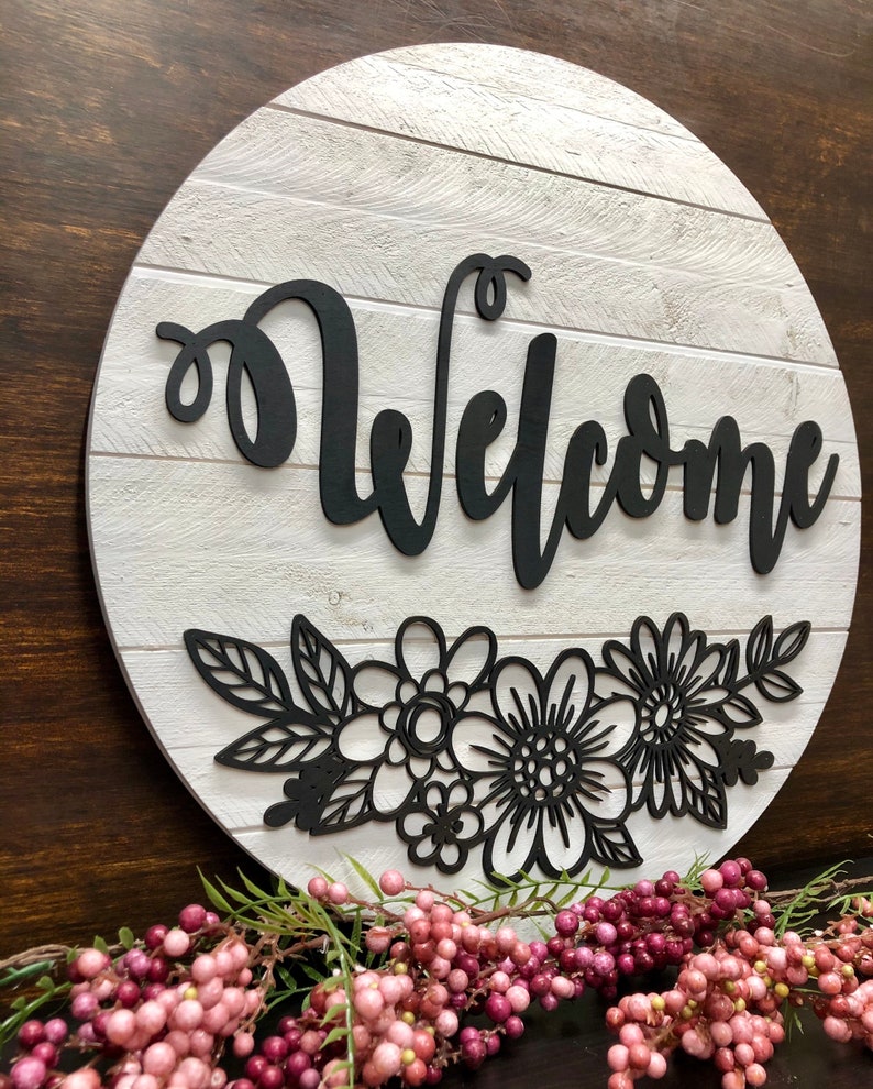 Wooden Circle Sign Decor Entryway Sign Etsy