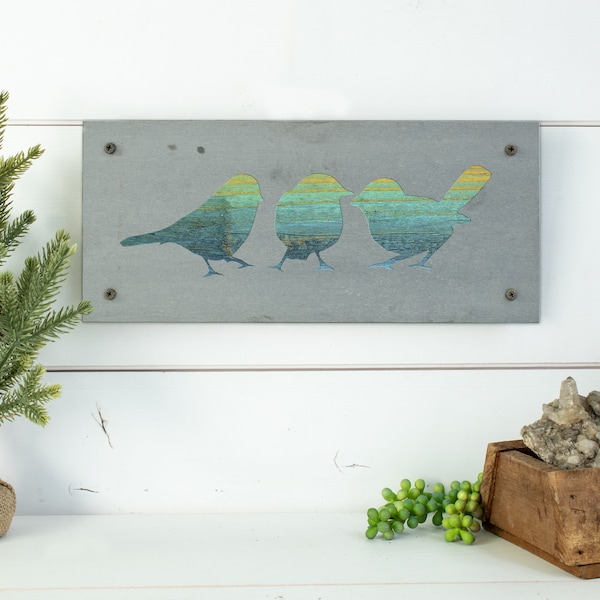 Three Little Birds Art, Metal Birds, Bird Decor