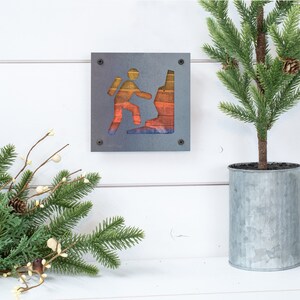 Mountaineering Sign; Mountain Climber; Hiker Metal Art