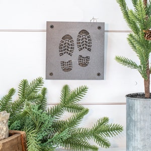 Hiking Boots Metal Sign, Metal Wall Decor, Recreation Symbols