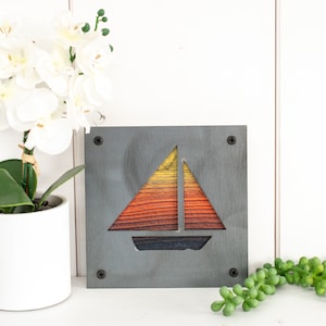Metal and Wood Sailboat Wall Decor, Nautical Decor