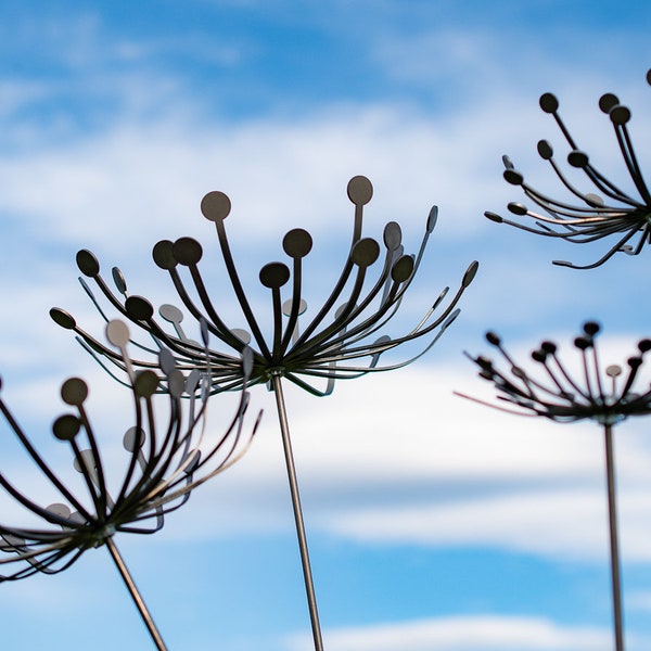 Maskrosträdgårdspåke i metall: Rustik trädgårdskonstdekoration