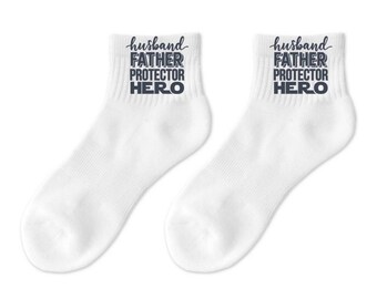 Husband, father, protector, hero father's day ankle socks