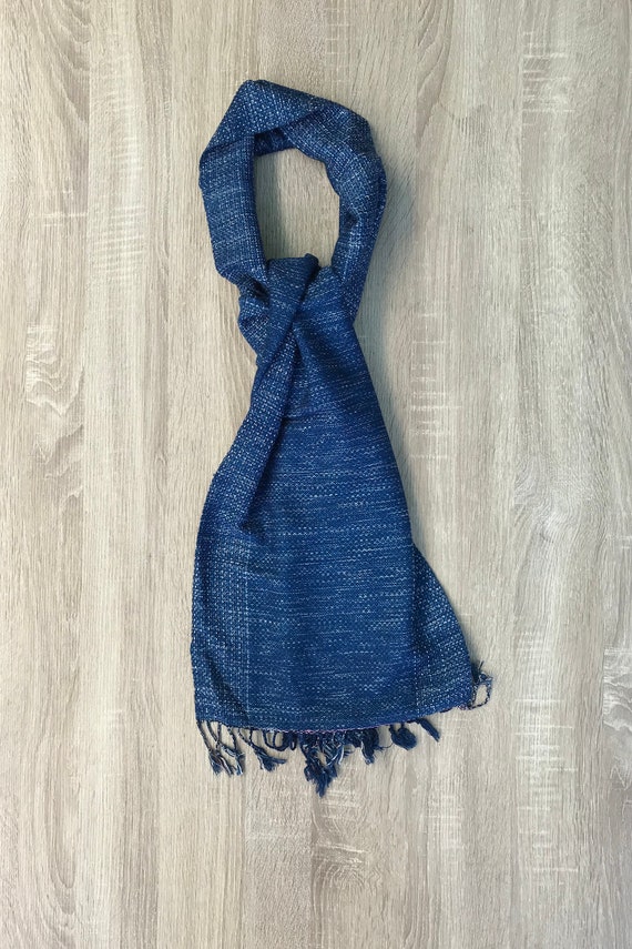 handicraft handmade Thai scarf 100/% natural cotton country Fabric Indigo