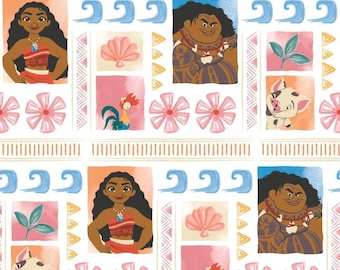 1/2 Yard Disney Princess Moana Characters  Sewing Craft Cotton Quilting Fabric 44“ wide