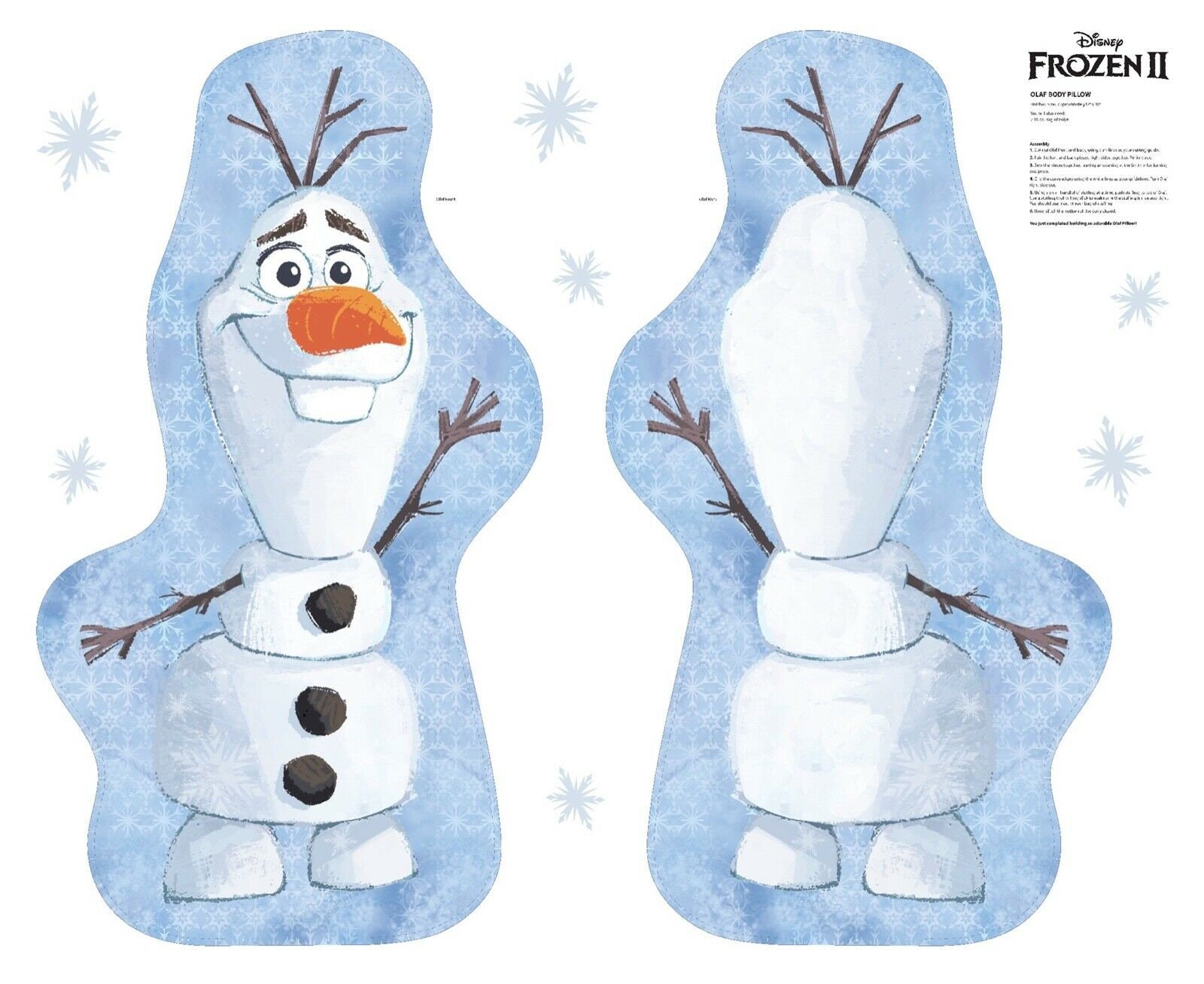 Disney Frozen 2 Olaf Body Pillow  Home Decor Quilting Fabric Panel 36" 
