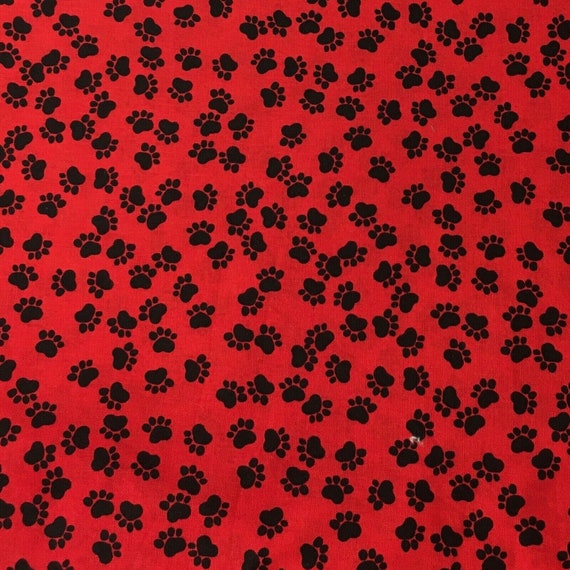 1/2 Meter Schwarze Hund Pfote auf Rot Bekleidung Nähen Handwerk