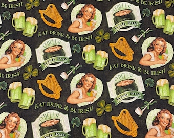 1/2 Yard Drink Irish St Patrick's Day Glücksklee Urlaub Grün Baumwolle Nähen Quilten Stoff Bastelmaterial 111 cm breit