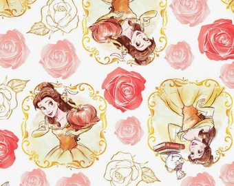 Disney Princess Bella Framed Beauty Beast Sewing Quilting Fabric Cotton Sewing Fabric 44" szerokości 1/2 jarda