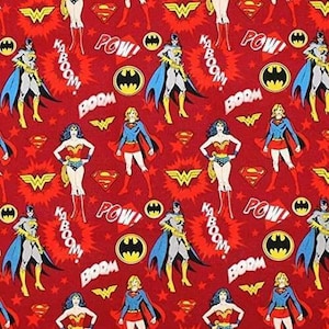 DC Comics Super Women Batgirl Wonder Women Heroines Superhero Sewing Quilting Fabric Cotton Sewing Fabric 44&quot; wide