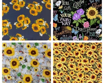 Sunflower Harvest Garden Flower Harvest Blessing Sewing Cotton Fabric BUNDLE