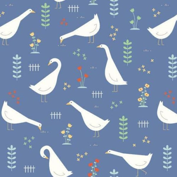 Goose Animal Fifty Shades Of Hay Geese Misty Garden Sewing Nursery Quilting Fabric Cotton Half Yard