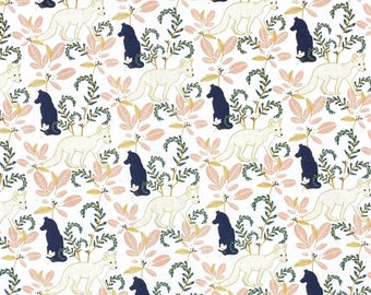 Foxes Animal Emma Mila White Nursery Craft Material Sewing Quilting Fabric Cotton Fabric 44" wide Fabrics