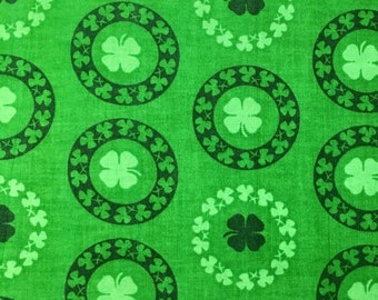 1/2 Meter St Patrick es Day Glücksklee Kreis Baumwolle Quilt stoff 44" breit