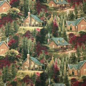 1/2 Metre Spring Forest Countryside House Landscape Sewing Material Quilting Fabric 44“ wide