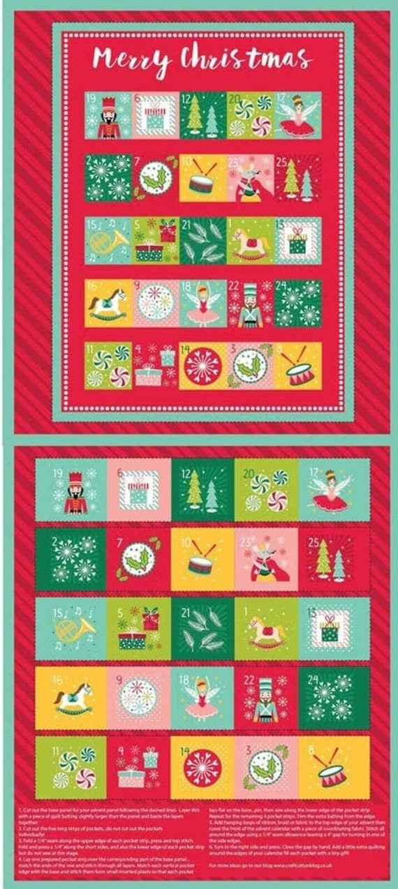 Christmas Nutcracker Advent Calendar Home Decor Wallhanging Home Decor  Cotton Craft DIY Sewing Quilting Fabric Panel - Etsy