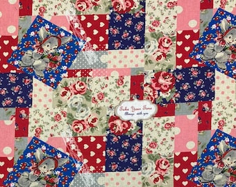 Rose Bunny Floral Polka Patchwork Quilting Sewing Craft Cotton fabric