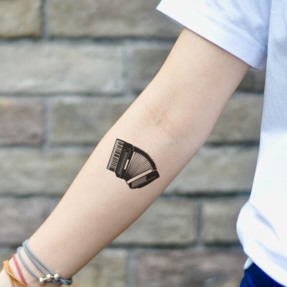 Accordion Temporary Tattoo Sticker Set Of 2 Etsy