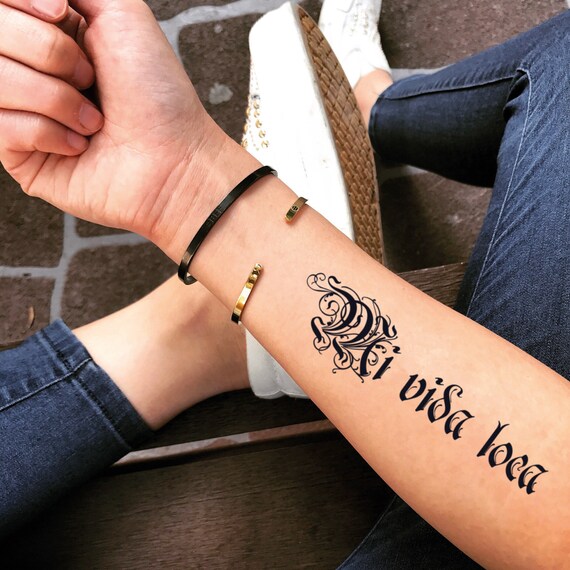 Mi Vida Loca Temporal Falso Tatuaje Pegatina Conjunto De 2 Etsy