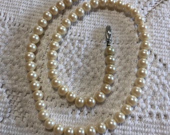 Pearl necklace art glass clasp nos Japanese baroque glass pearls