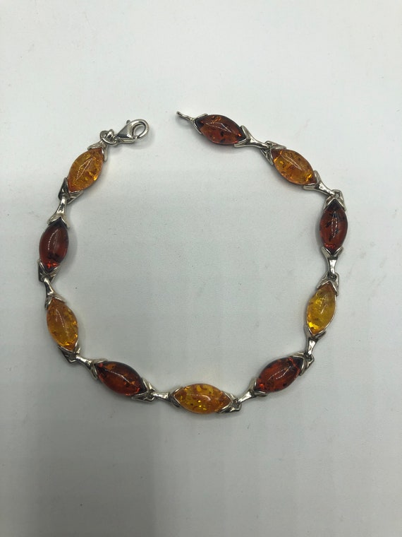 Sterling and faux amber bracelet