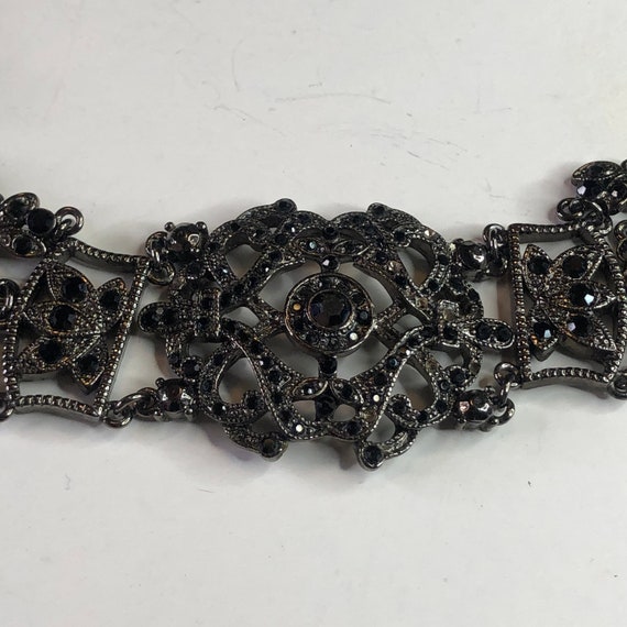 Monet gun metal and black rhinestone choker - image 4