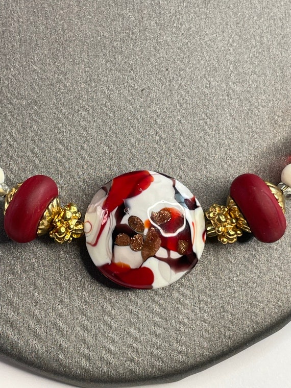 Authentic Murano red and white  necklace - image 3