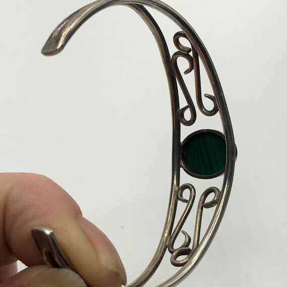 Sterling and malachite cuff bracelet - image 2