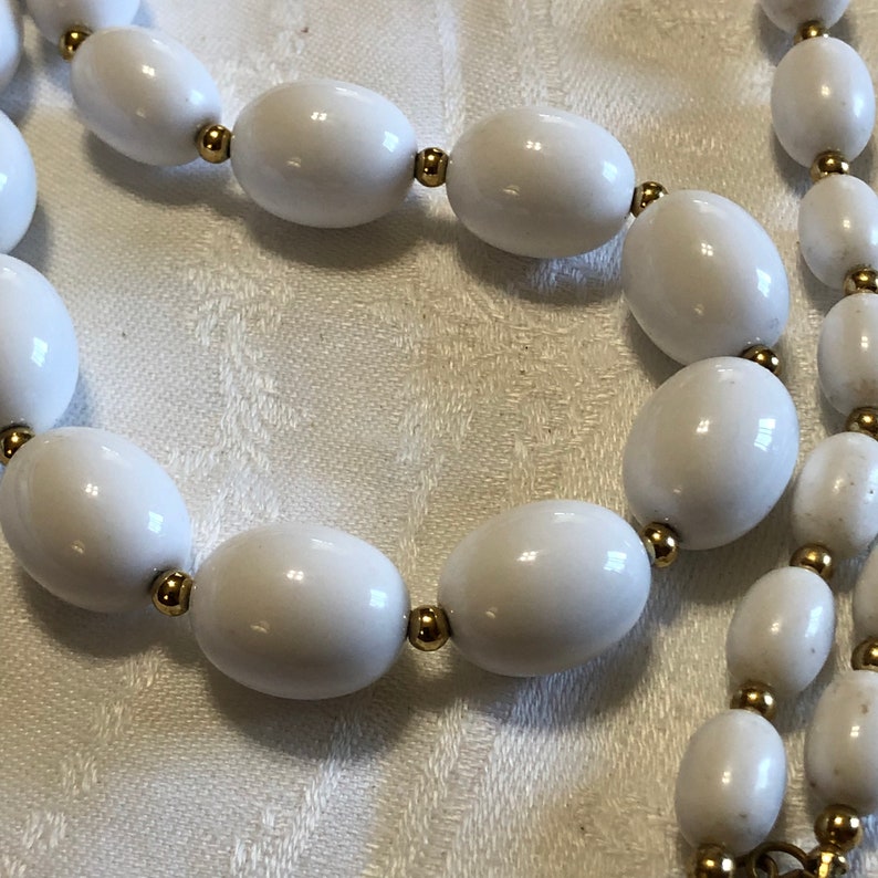 Monet white and gold bead necklace
