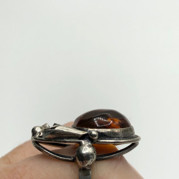 Amber and sterling ring - image 2