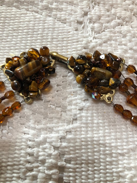 Vintage 4 strand glass and tigers eye necklace - image 3