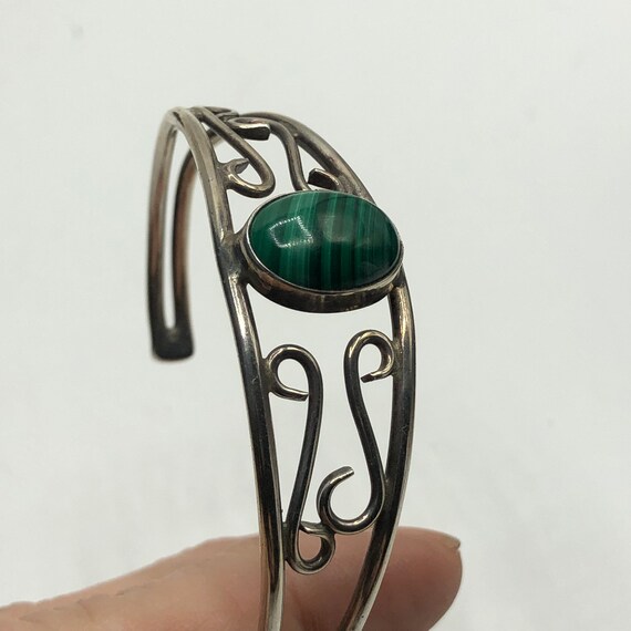 Sterling and malachite cuff bracelet - image 4