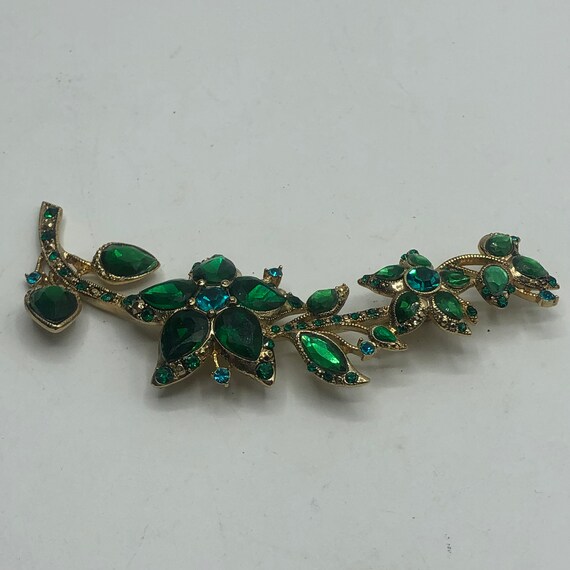 Gorgeous Monet green rhinestone brooch - image 2