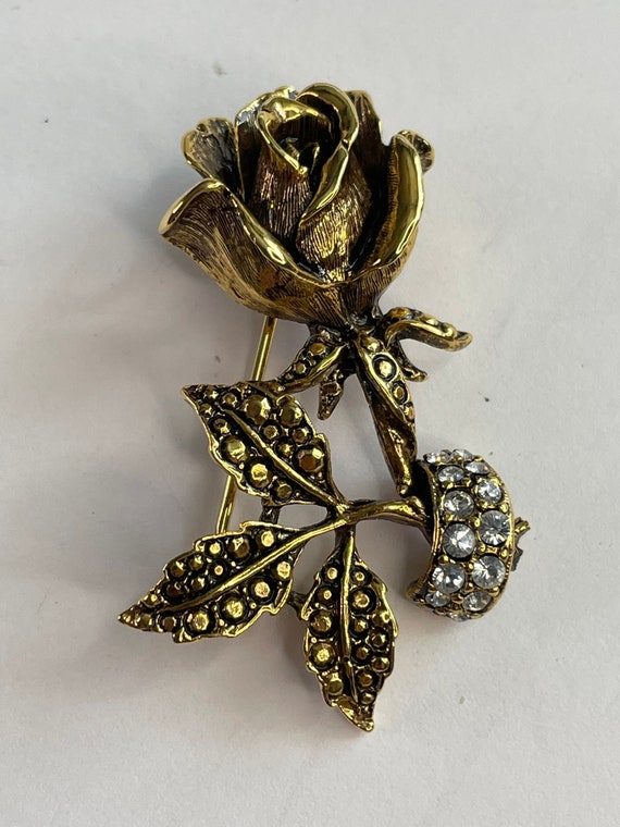 Oscar De Lerenta rose brooch - image 2