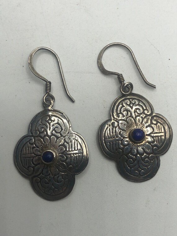 Sterling silver and lapis earring