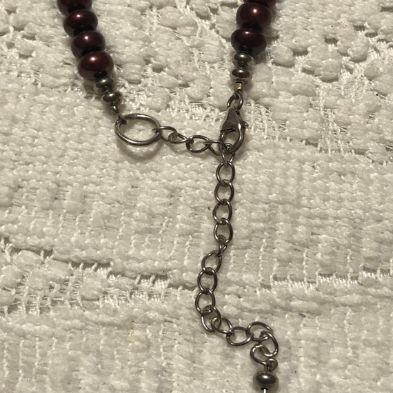 Burgundy Pearl  and 925 silver necklace - image 3